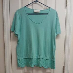 Pappagallo Aqua Short Sleeve Top